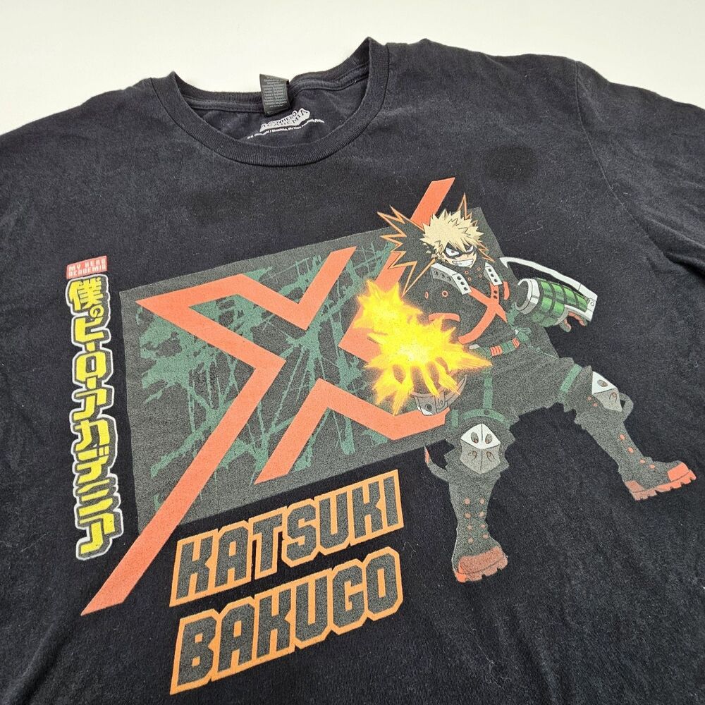 My Hero Academia Katsuki Bakugo Anime Graphic T Shirt Black Mens Large